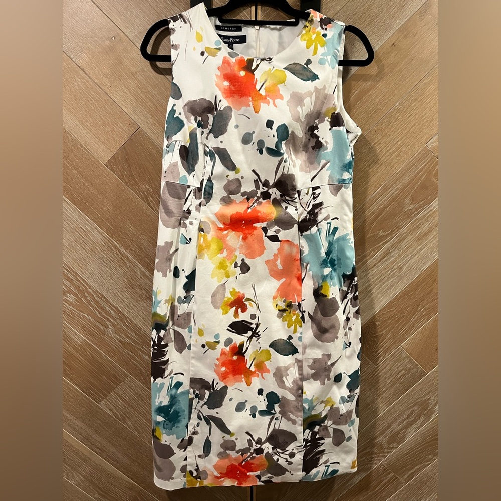 Evan Picone Sleeveless Dress - Watercolor Floral (12)